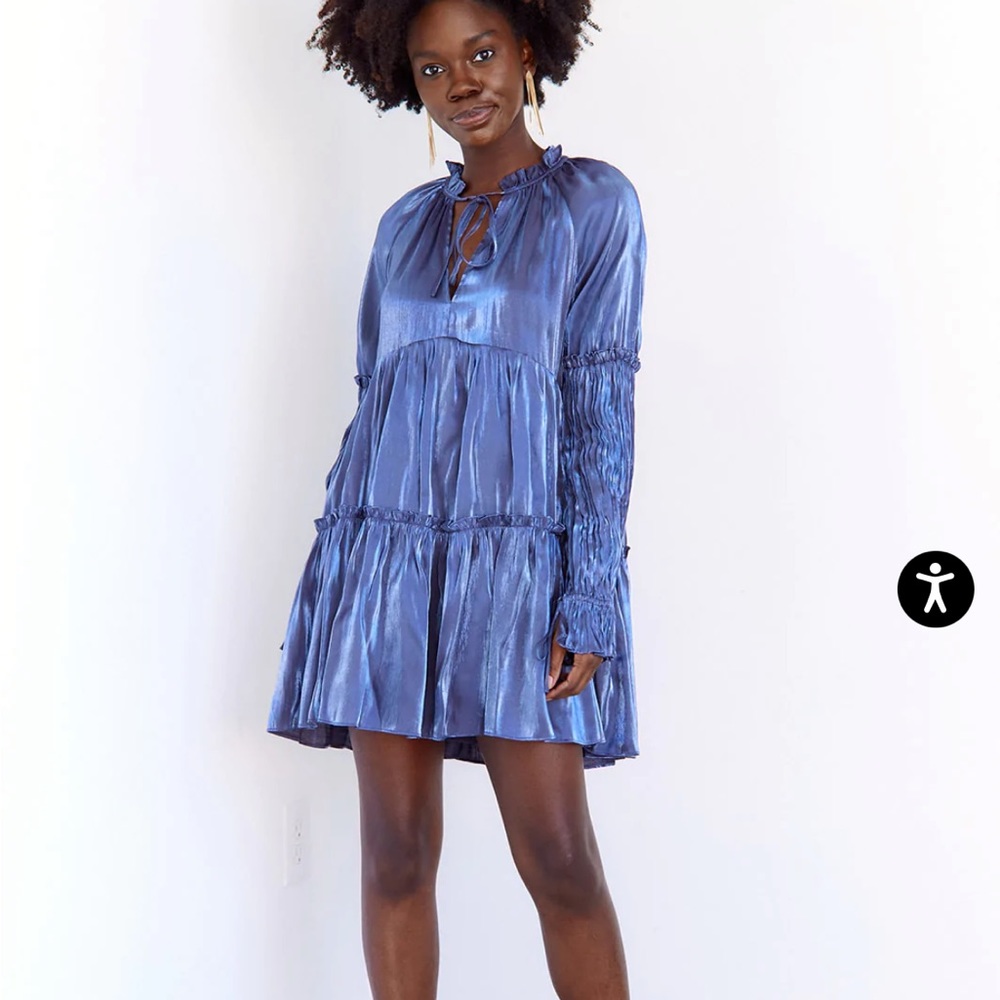 NWOT Fab’rik Lori Tiered Satin Babydoll Dress S M